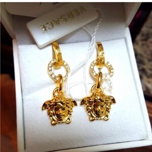 Versace Gold Medusa Crystal Hoop Earrings